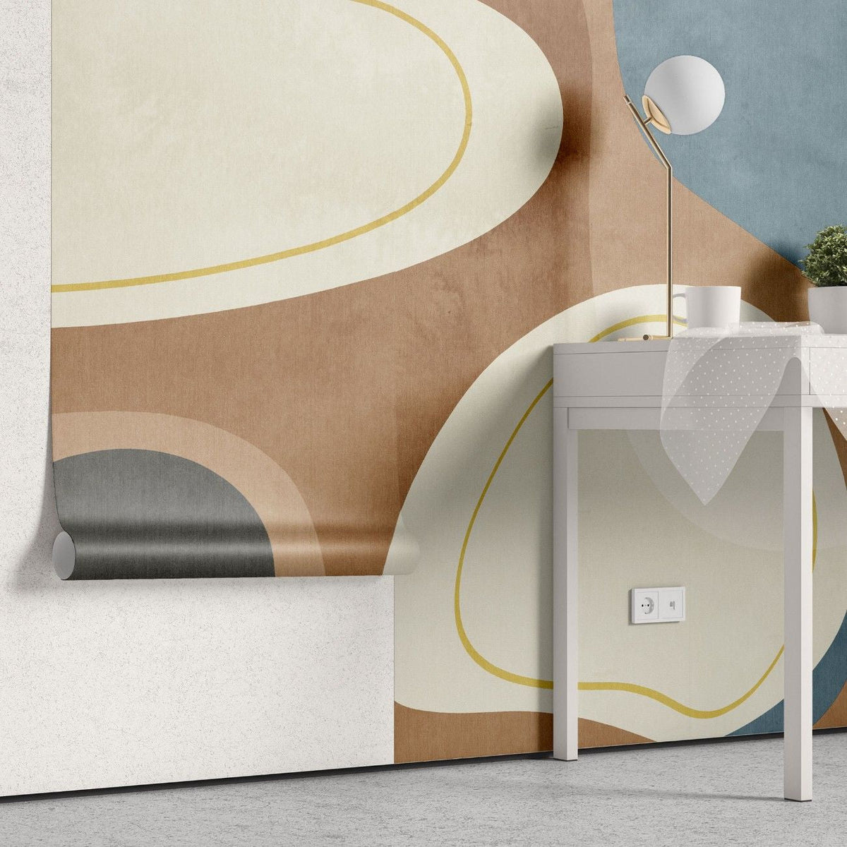 Tapet personalizat abstract cu forme in echilibru ce se imbina armonios pentru un aspect placut si coerent shapes in balance