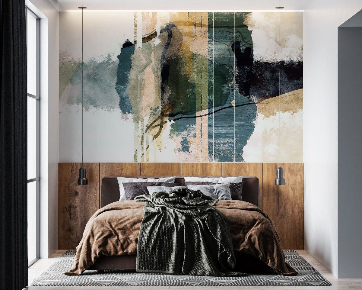 Tapet personalizat abstract cu pictura in straturi si texturi ce sugereaza ritm si repetitie paint frequency