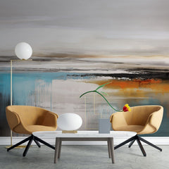Tapet personalizat abstract cu pictura in nuante pamantii cu o textura bruta si o paleta de culori inspirata din natura earthy strokes