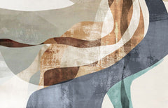 Tapet personalizat abstract cu fragmente in nuante de sienna aducand un aspect textural si o caldura pamantie sienna fragments