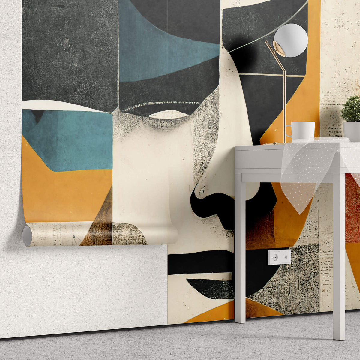 Tapet Personalizat Abstract cu compozitii colorate ce alcatuiesc un portret abstract - REIMAGINED