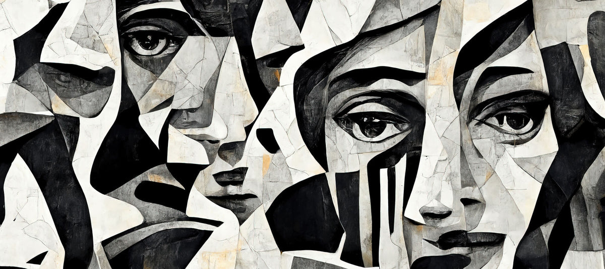 Tapet Personalizat Abstract cu portrete faciale deformate intr-o compozitie artistica abstracta - DEFORMED