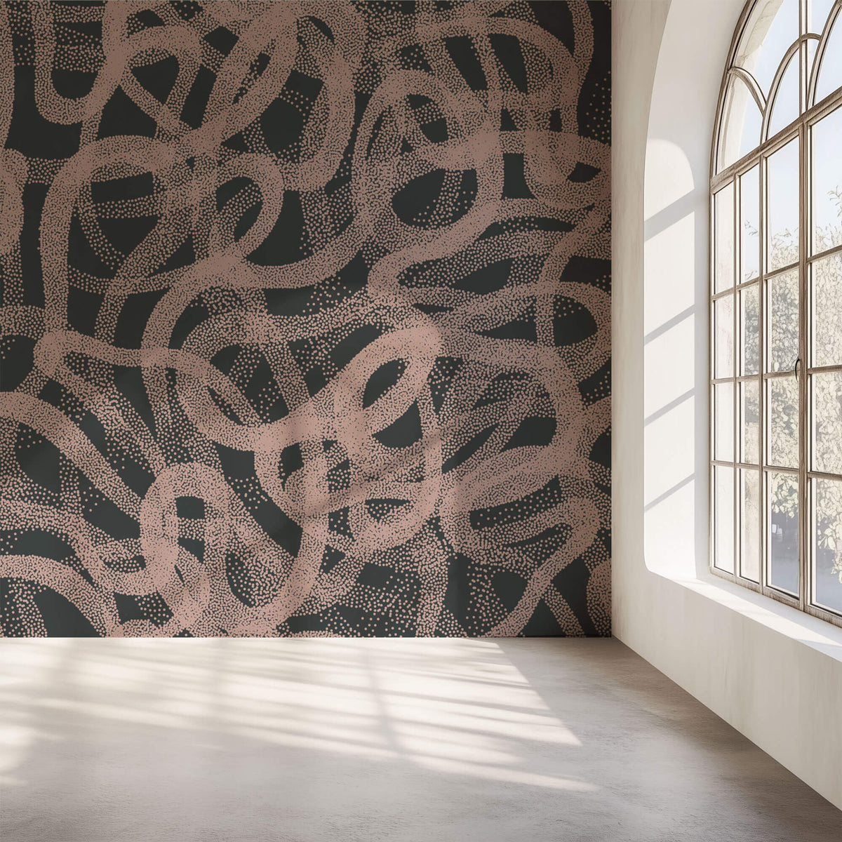 Tapet Personalizat Abstract cu bucle roz interconectate - WARMY