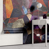 Tapet Personalizat Abstract cu vitralii colorate si unde de apa - STAINED GLASS WATER