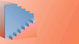 Tapet Personalizat Abstract cu scari abstracte iluzorice in nuante de portocaliu si albastru - ILLUSION STAIRS