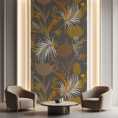 Tapet Personalizat Abstract cu flori si plante in texturi abstracte - BOTANIC GRAPHIC