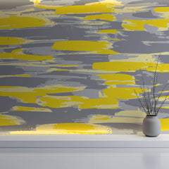 Tapet Personalizat Abstract cu arta digitala abstracta in nuante de galben si gri - YELLOW ACCENT