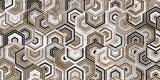 Tapet Personalizat Abstract cu mozaic hexagonal din marmura bej si maro - ARABIAN NIGHTS