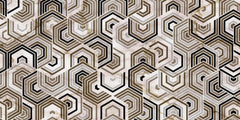 Tapet Personalizat Abstract cu mozaic hexagonal din marmura bej si maro - ARABIAN NIGHTS