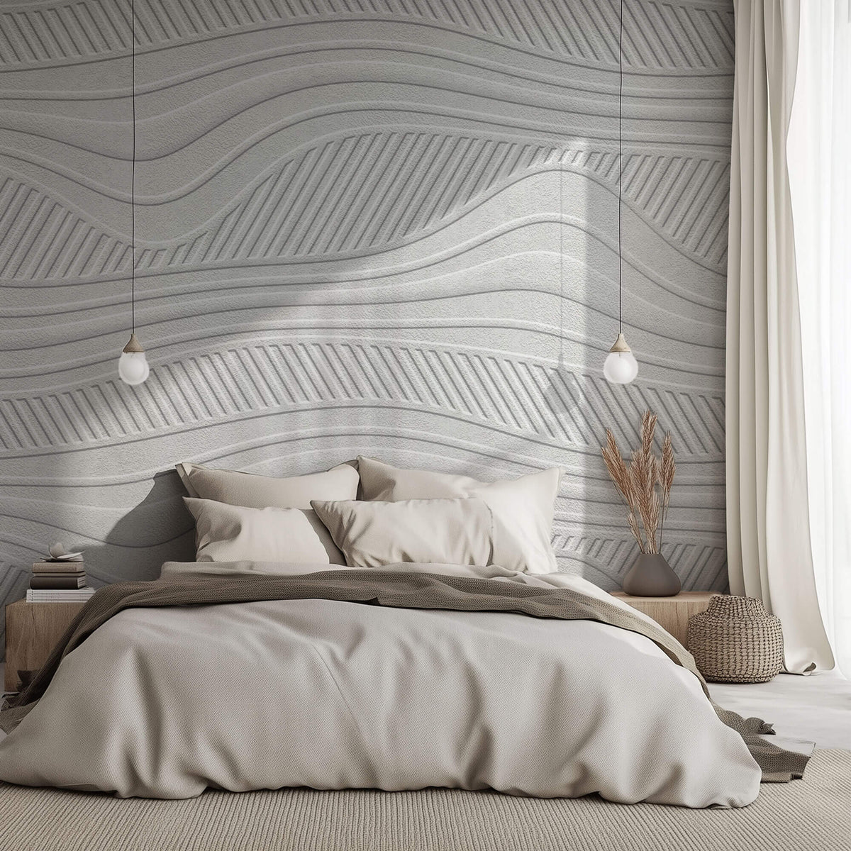 Tapet Personalizat Abstract cu model de plaster alb decorativ - TEXTURE PASTE