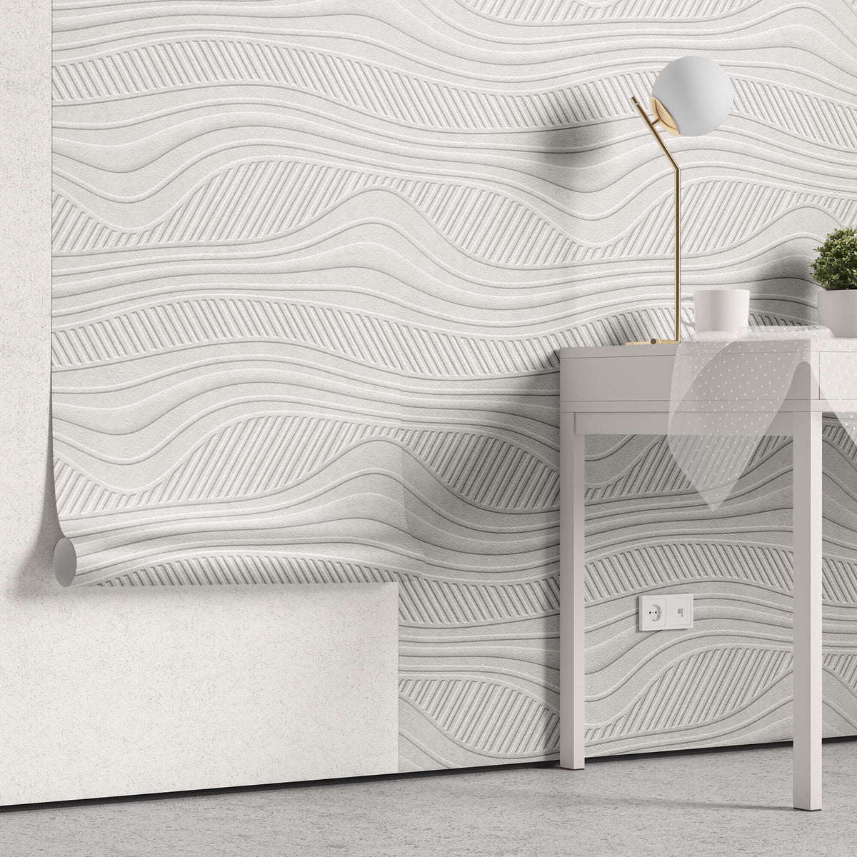 Tapet Personalizat Abstract cu model de plaster alb decorativ - TEXTURE PASTE
