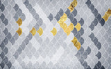 Tapet Personalizat Abstract cu solzi abstracti in nuante de gri si auriu - GREY GOLDEN FLAKES