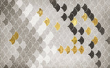 Tapet Personalizat Abstract cu solzi abstracti in nuante de maroniu bej si auriu - BEIGE GOLDEN FLAKES