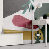 Tapet Personalizat Abstract cu elemente jucause colorate in nuante de rosu si verde - FOREST GREEN COLLAGE