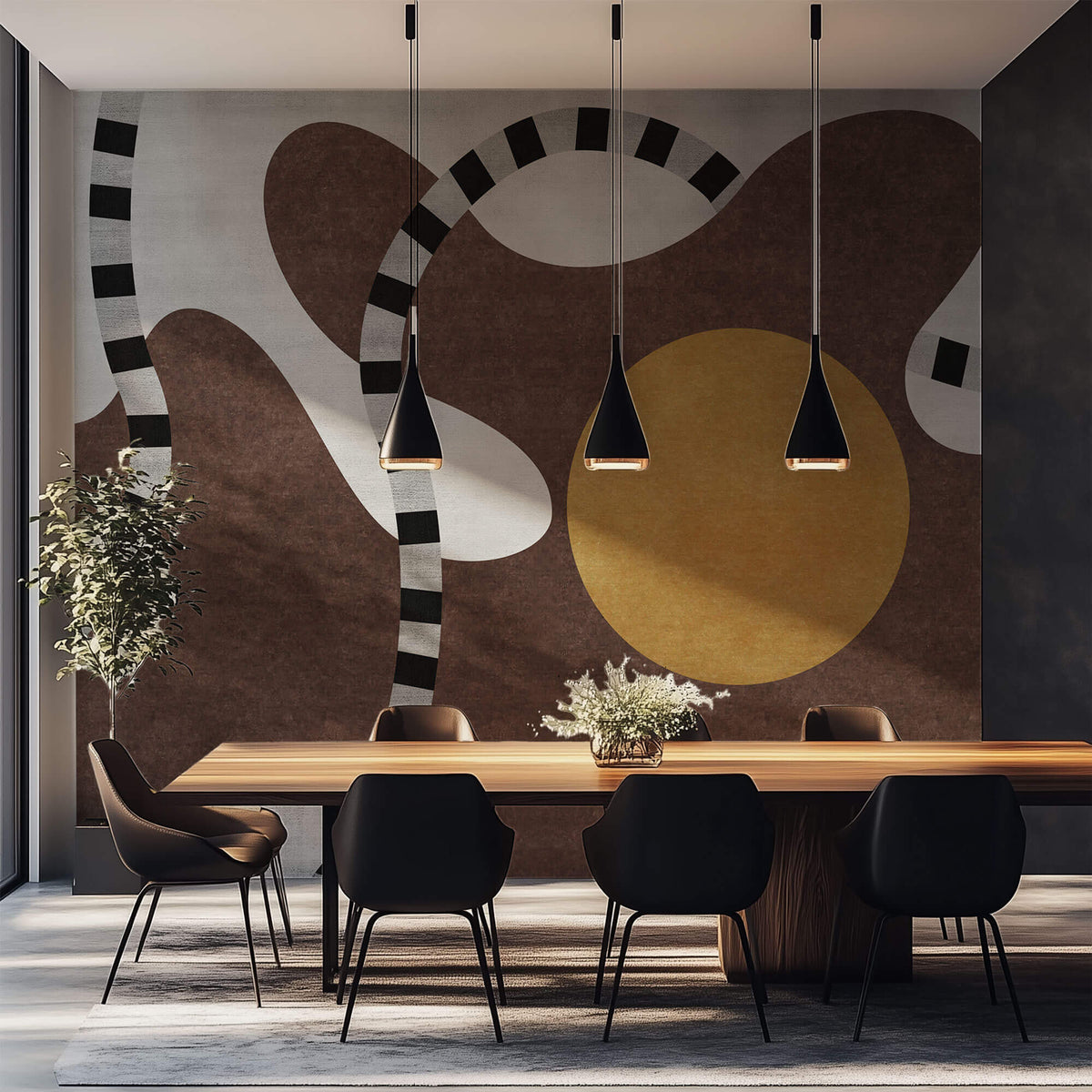 Tapet Personalizat Abstract cu desen texturat in stil abstract in nuante maronii - BROWN EGG