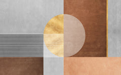 Tapet Personalizat Abstract cu forme abstracte liniare pe un fundal texturat - GOLDEN BROWN