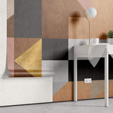 Tapet Personalizat Abstract cu fundal texturat in stil stucco si nuante calde - STUCCO GEOMETRIC
