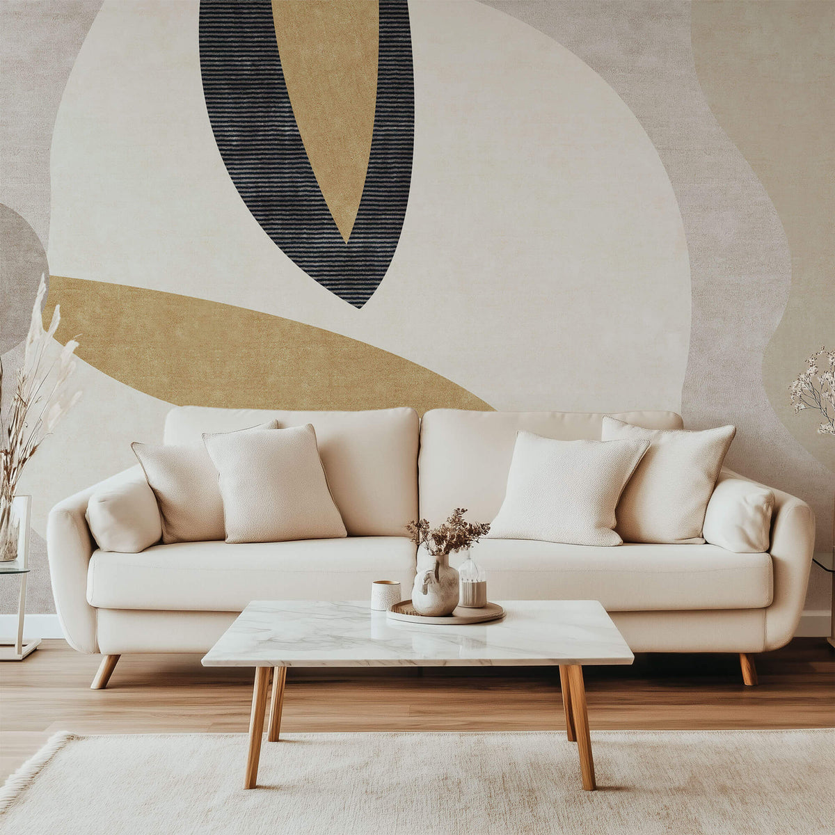 Tapet Personalizat Abstract cu un design minimalist abstract in nuante de bej - HYGGE AESTHETIC