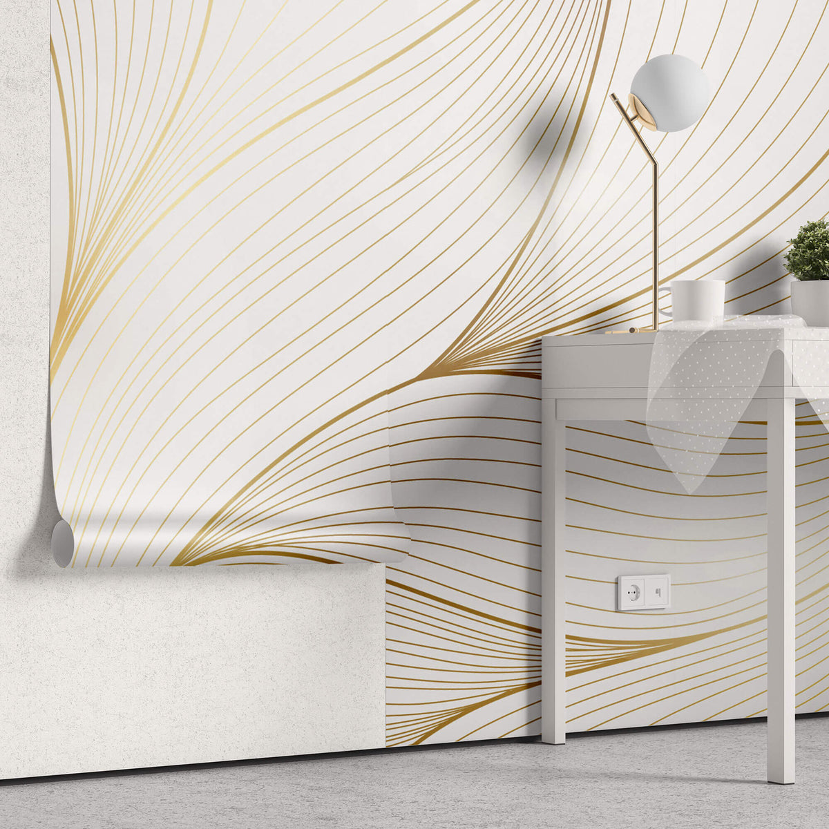 Tapet Personalizat Abstract cu fire aurii abstracte - GOLD LOTUS PETALS
