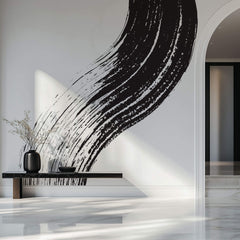 Tapet Personalizat Abstract cu urma de pensula si vopsea neagra in stil japonez - JAPANESE BRUSH STROKE