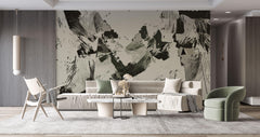 Tapet Personalizat Abstract cu forme abstracte in nuante de verde kaki - CAMO FOLIAGE