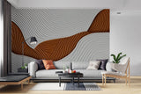 Tapet Personalizat Abstract cu plaster texturat in nuante de alb si caramiziu - ACRYLIC TEXTURED ART
