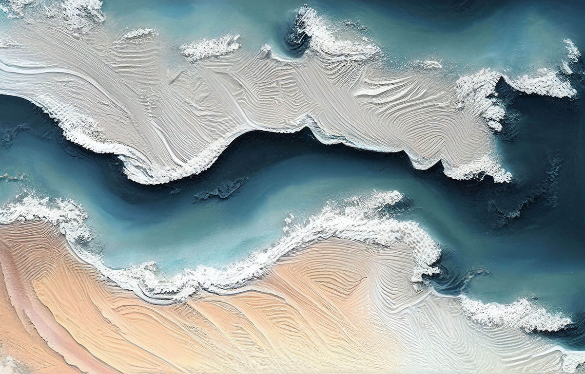 Tapet Personalizat Abstract cu pictura abstracta din plaster ilustrand o peninsula si apa marii - ABSTRACT PENINSULA I