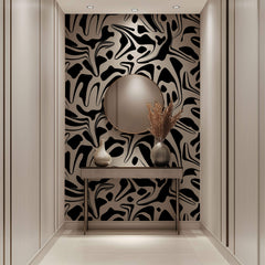 Tapet Personalizat Abstract cu forme abstracte negre - LIQUID BLACK