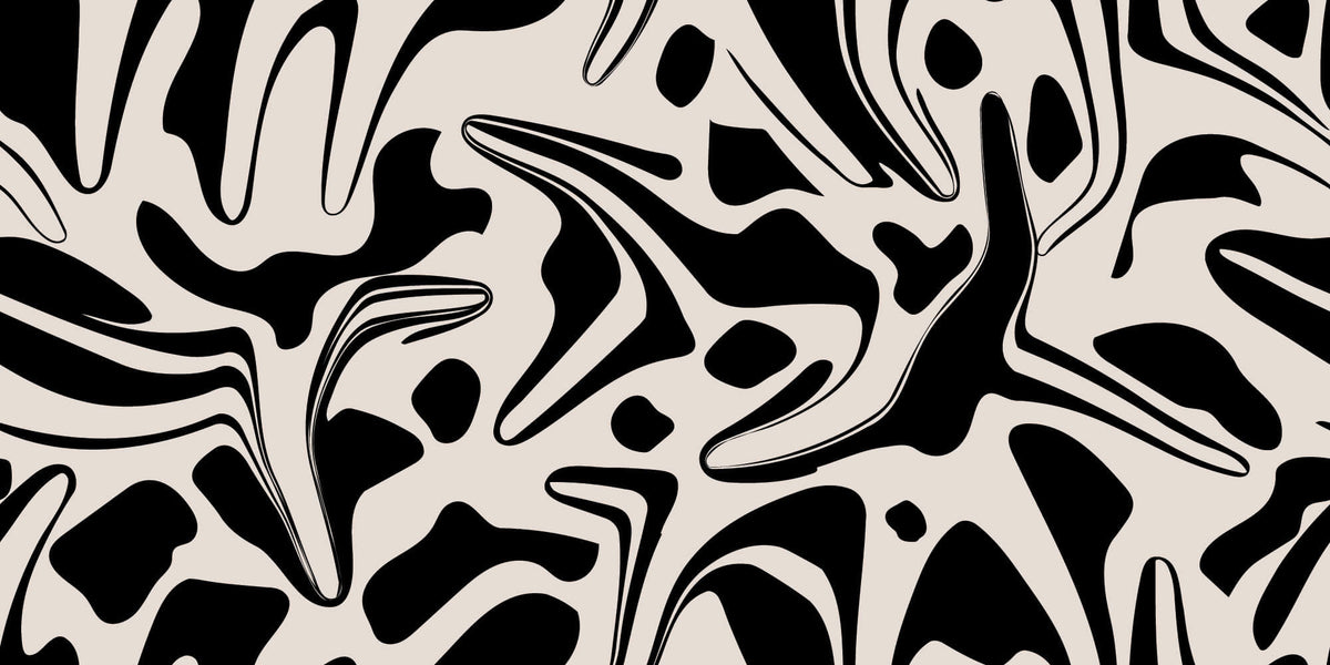 Tapet Personalizat Abstract cu forme abstracte negre - LIQUID BLACK