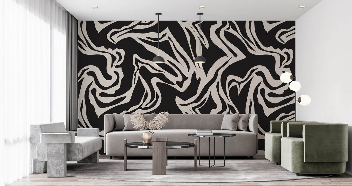 Tapet Personalizat Abstract cu forme fluide pe un fundal inchis - SEAMLESS BLACK II