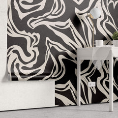 Tapet Personalizat Abstract cu forme fluide pe un fundal inchis - SEAMLESS BLACK II
