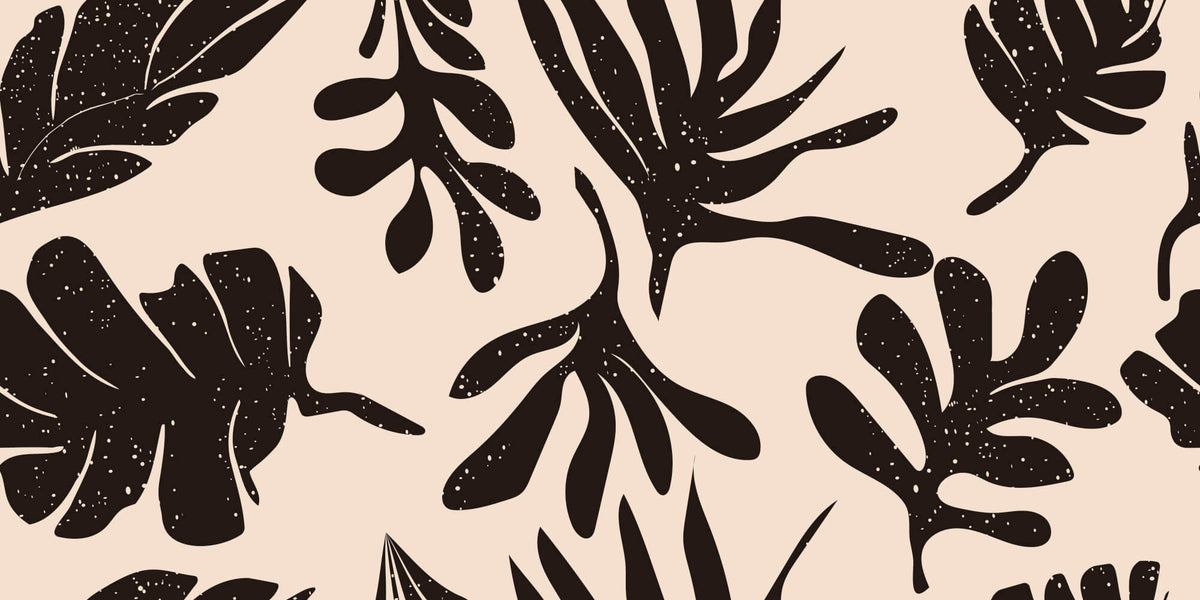 Tapet Personalizat Abstract cu frunze tropicale pe un fundal roz - LEAF STAMP