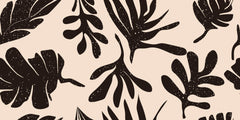 Tapet Personalizat Abstract cu frunze tropicale pe un fundal roz - LEAF STAMP