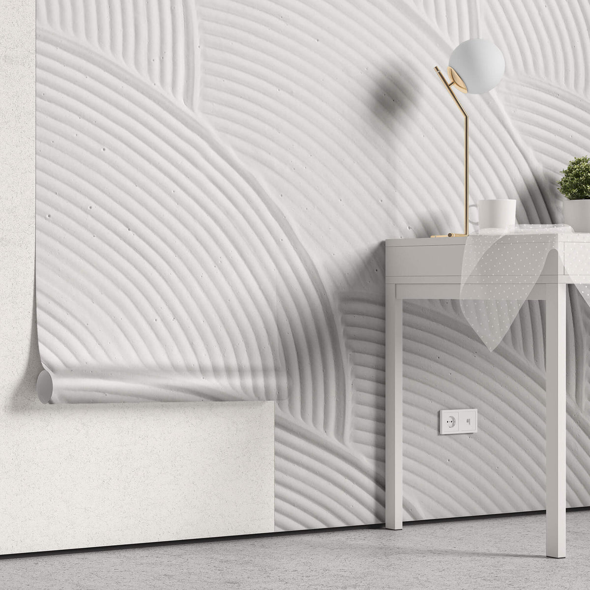 Tapet Personalizat Abstract cu plaster alb uniform - SOFT TEXTURE PASTE