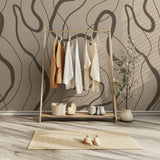 Tapet Personalizat Abstract cu linii abstracte maronii - FUZZY BROWN LINES