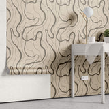 Tapet Personalizat Abstract cu linii abstracte maronii - FUZZY BROWN LINES