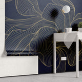 Tapet Personalizat Abstract cu o planta abstracta in nuante aurii - MIDNIGHT ORCHID