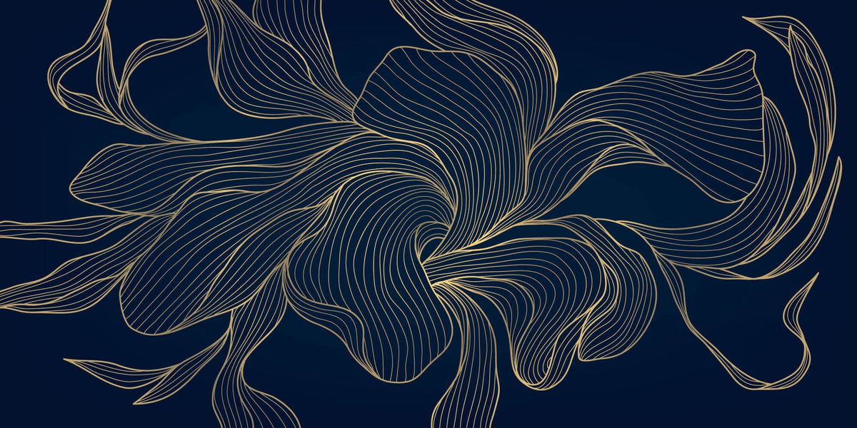Tapet Personalizat Abstract cu o planta abstracta in nuante aurii - MIDNIGHT ORCHID