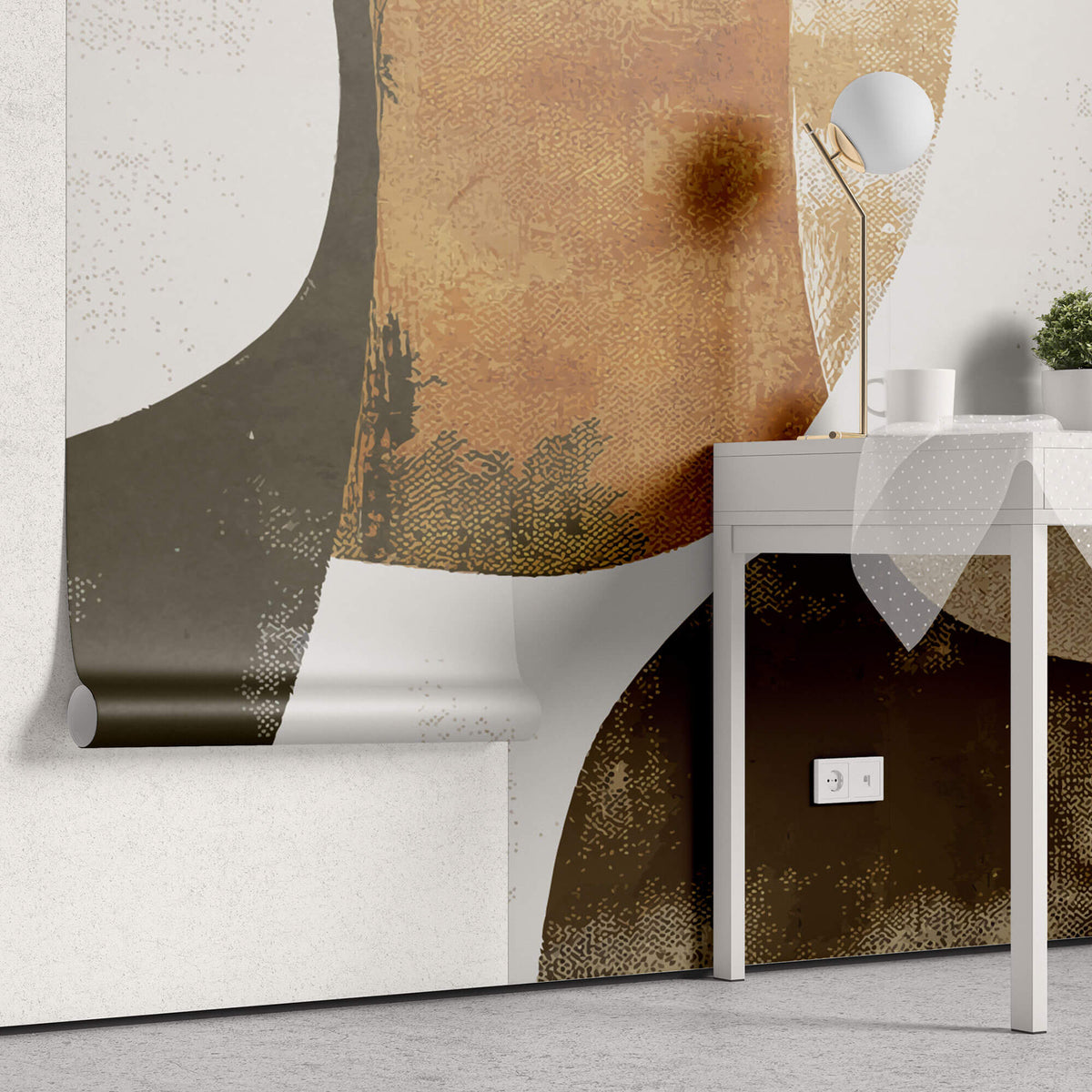 Tapet Personalizat Abstract cu forme ovale abstracte in nuante maronii - AUTUMN ABSTRACT