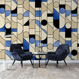 Tapet personalizat art deco cu frome geometrice in stil bauhaus blue bauhaus