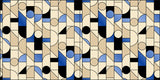 Tapet personalizat art deco cu frome geometrice in stil bauhaus blue bauhaus