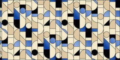 Tapet personalizat art deco cu frome geometrice in stil bauhaus blue bauhaus
