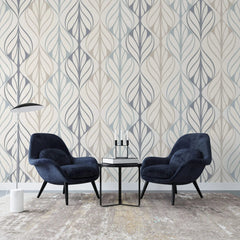 Tapet personalizat art deco in nuante deschise mid century