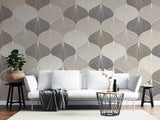 Tapet personalizat art deco in nuante pamantii cu model de scoici sea shells