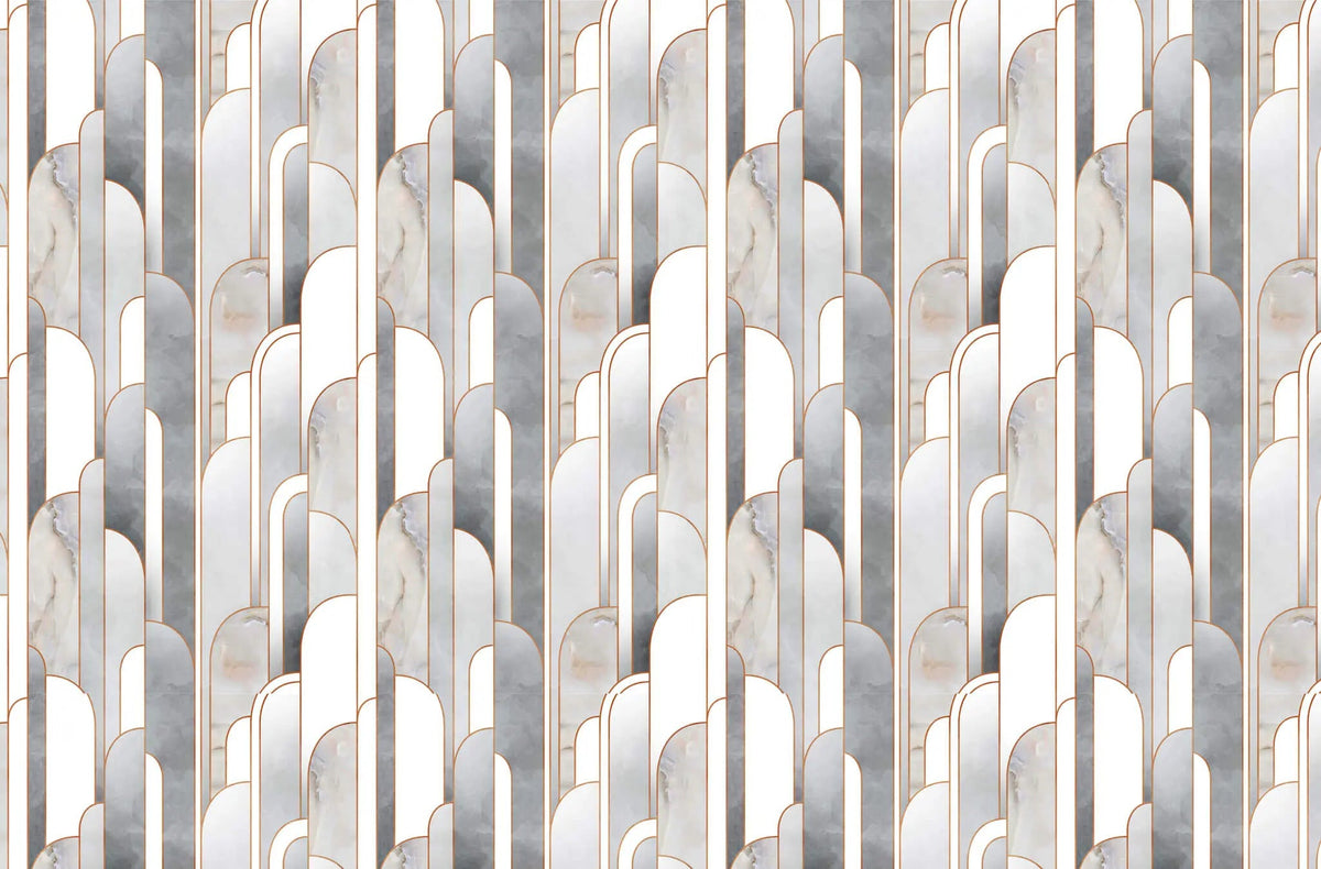 Tapet personalizat art deco cu marmura incadrata in arcade specifice stilului art deco marble towers