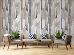 Tapet personalizat art deco cu marmura incadrata in arcade specifice stilului art deco marble towers