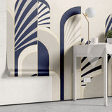 Tapet personalizat art deco cu arcade specifice stilului care combina eleganta art deco cu simplitatea stilului modern si al contrastului indraznet de culoare