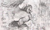 Tapet personalizat eclectic cu cal cu aripi si elemente de inspiratie eclectica in nuante deschise eclectic horse light