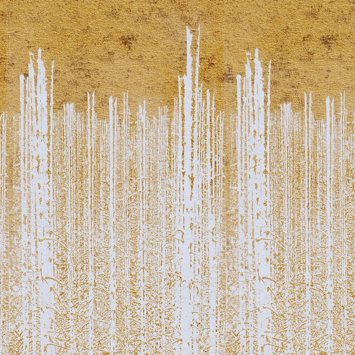 Tapet personalizat fine art cu pereti albi in foita aurie golden foil wall