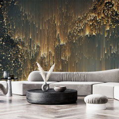 Tapet personalizat fine art in nuante de auriu si negru golden northen lights